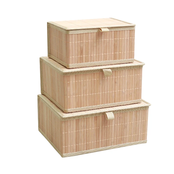 Lot de 3 Boîtes de Rangement en Bambou avec Couvercles – Organisation & Déco Naturelle