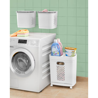 Panier à Linge 3 en 1 à Roulettes – 3 Bacs + Étagère (PP)