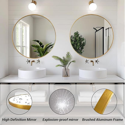 miroir rond doré intelligent