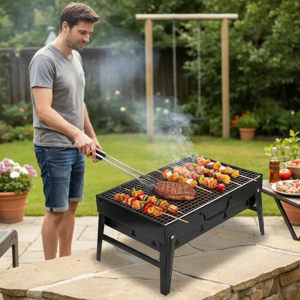 Barbecue Portable Rectangulaire à Charbon