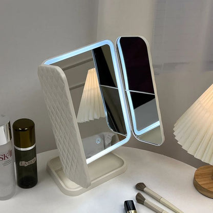 Miroir de maquillage trifold LED – Éclat & précision à chaque plan