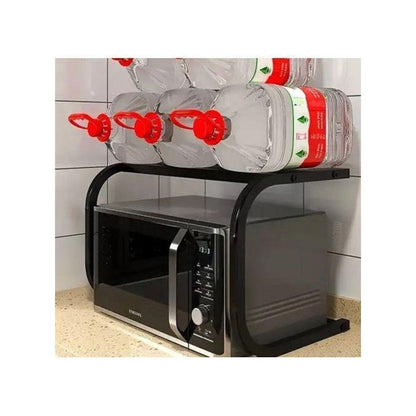 Support 2 niveaux pour four & micro-ondes – étagère de comptoir en métal robuste avec espace en L (noir)