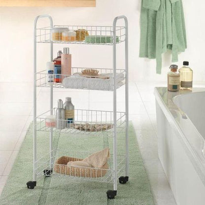 Chariot Rangement Metaltex Pisa x YaraBox - 4 Niveaux Roulettes - 41x23x84cm Blanc