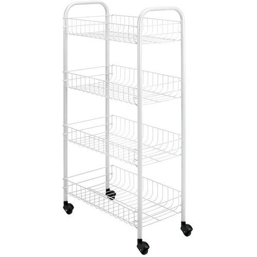Chariot Rangement Metaltex Pisa x YaraBox - 4 Niveaux Roulettes - 41x23x84cm Blanc