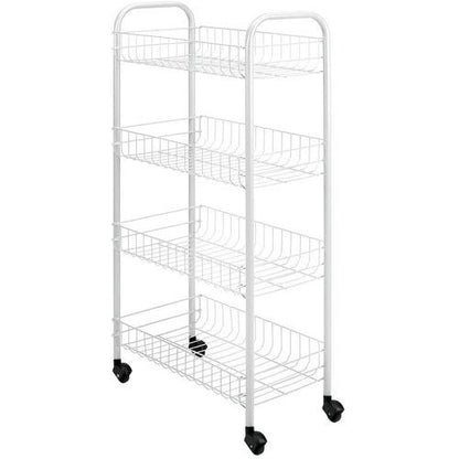Chariot Rangement Metaltex Pisa x YaraBox - 4 Niveaux Roulettes - 41x23x84cm Blanc