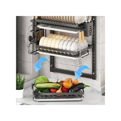 Égouttoir Vaisselle Mural 3 Niveaux – Grand Rangement Gain de Place + Cage à Baguettes (Idéal Ramadan)