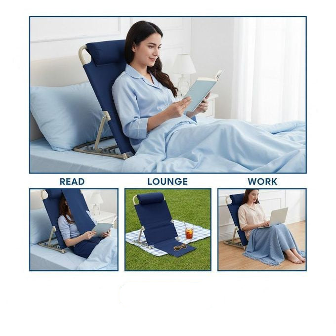 Dossier de Lit Pliable Réglable avec Coussin – Appui‑Dos Portable pour Lecture &amp; Télétravail