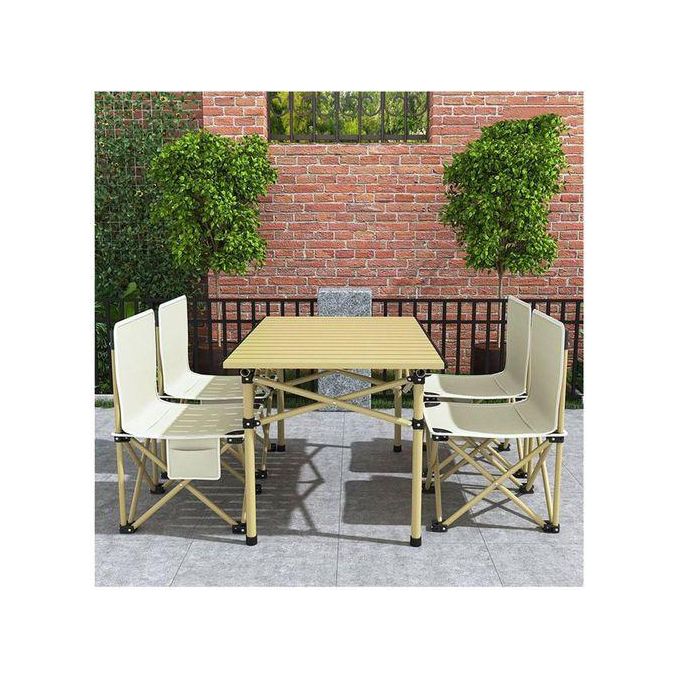 Ensemble Table Compacte & 4 Chaises Pliantes – Parfait pour vos Sorties d’Été !