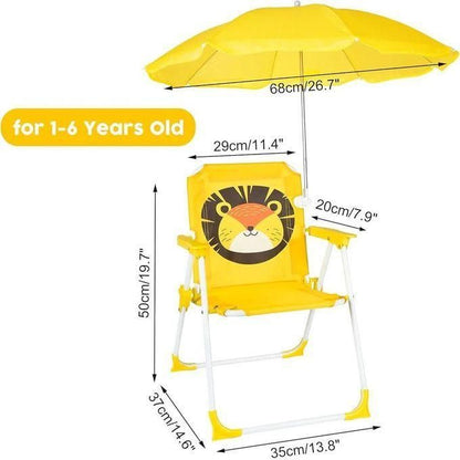 🟡 Chaise Pliante Enfant avec Parasol – Fauteuil Portable Confortable pour Jardin, Plage et Voyage
