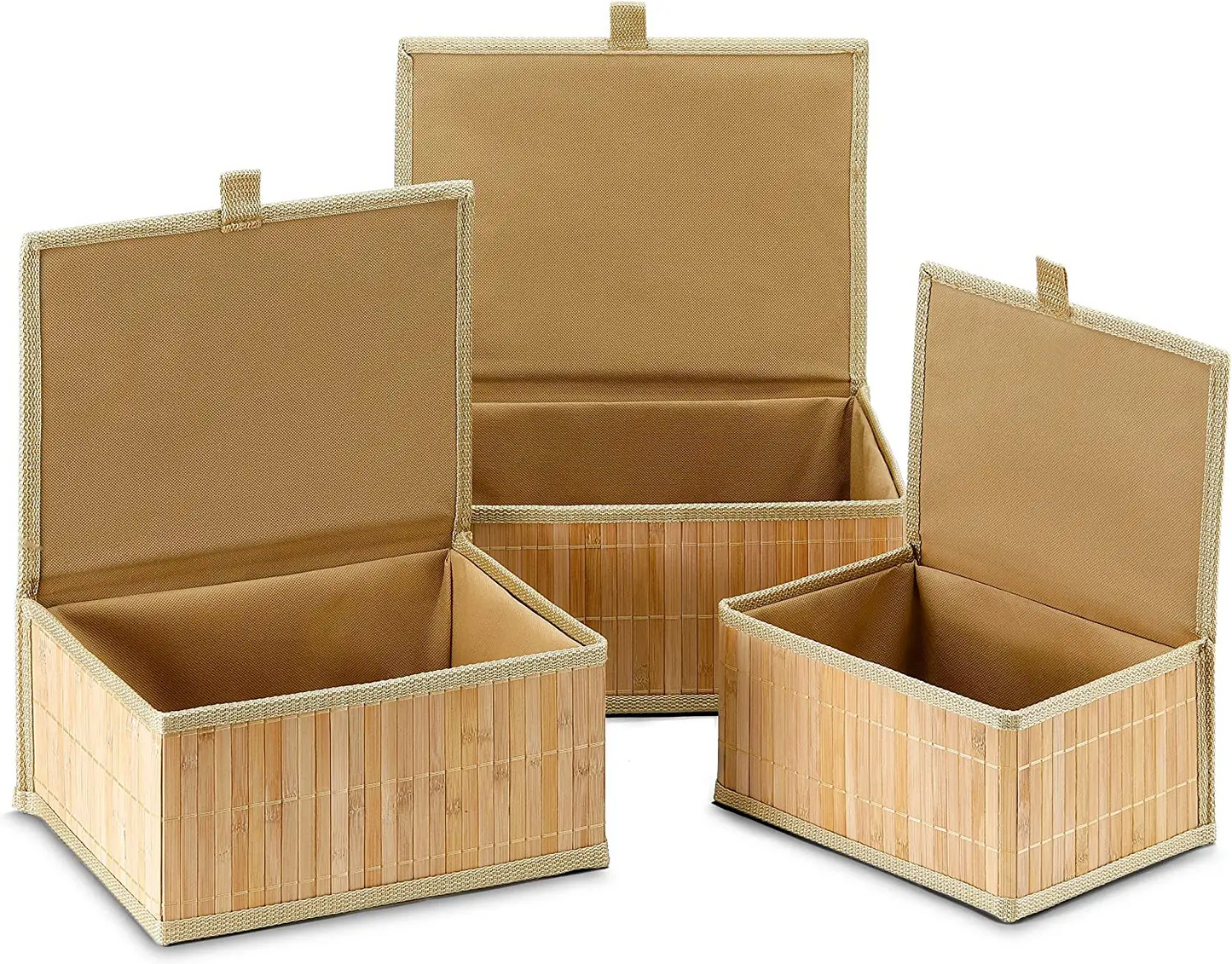 Lot de 3 Boîtes de Rangement en Bambou avec Couvercles – Organisation & Déco Naturelle