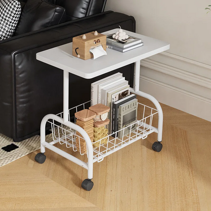Table Basse Roulante avec Double Rangement