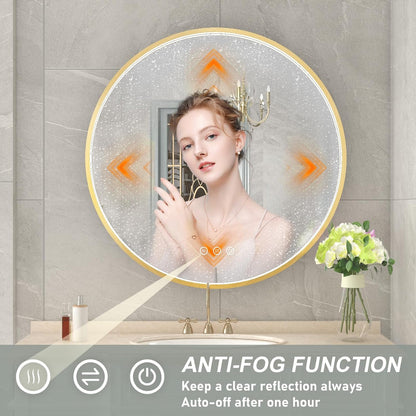 miroir rond doré intelligent
