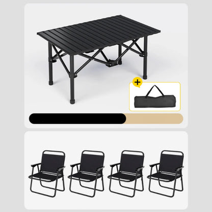 Table Pliante de Camping avec 4 Chaises – Set Pique-Nique Portable pour Jardin, Terrasse, Plage