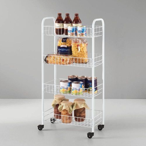 Chariot Rangement Metaltex Pisa x YaraBox - 4 Niveaux Roulettes - 41x23x84cm Blanc