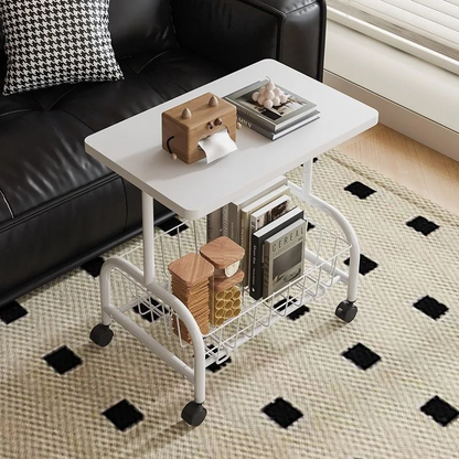 Table Basse Roulante avec Double Rangement