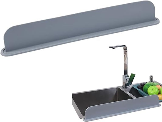 Tapis protecteur en silicone pour évier - Protection anti-éclaboussures et égouttage vaisselle, gris.