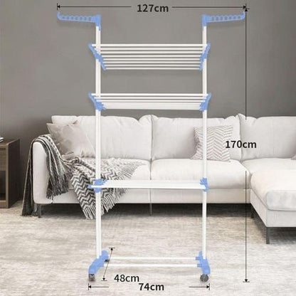 Séchoir à Linge Pliant sur Roulettes – Grande Capacité et Mobilité Pratique