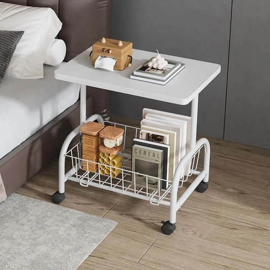 Table Basse Roulante avec Double Rangement
