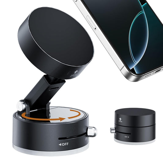 Support de Téléphone Magnétique Rotatif 360° pour Voiture avec Ventouse Puissante - Compatible avec Tous les Smartphones