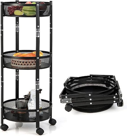 Chariot de Rangement Pliable 3 Niveaux – Gain de Place et Organisation Intelligente