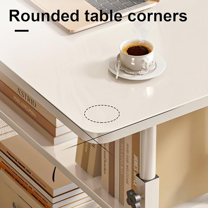 Table d’Ordinateur Mobile 3 Niveaux – Bureau Compact avec Roulettes pour Lit & Canapé