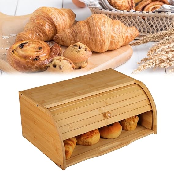Boîte à pain en bois avec couvercle coulissant – Design élégant et pratique