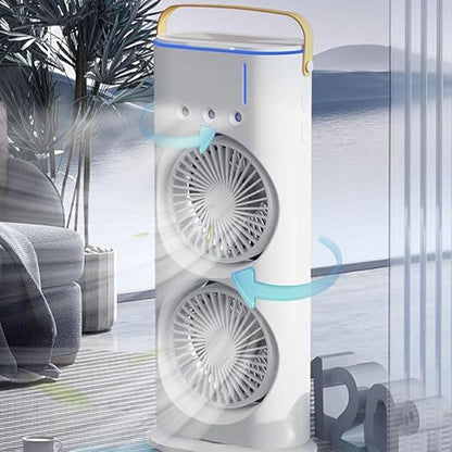 Ventilateur Électrique Double Tête avec Brumisation – Refroidissement Puissant et Silencieux