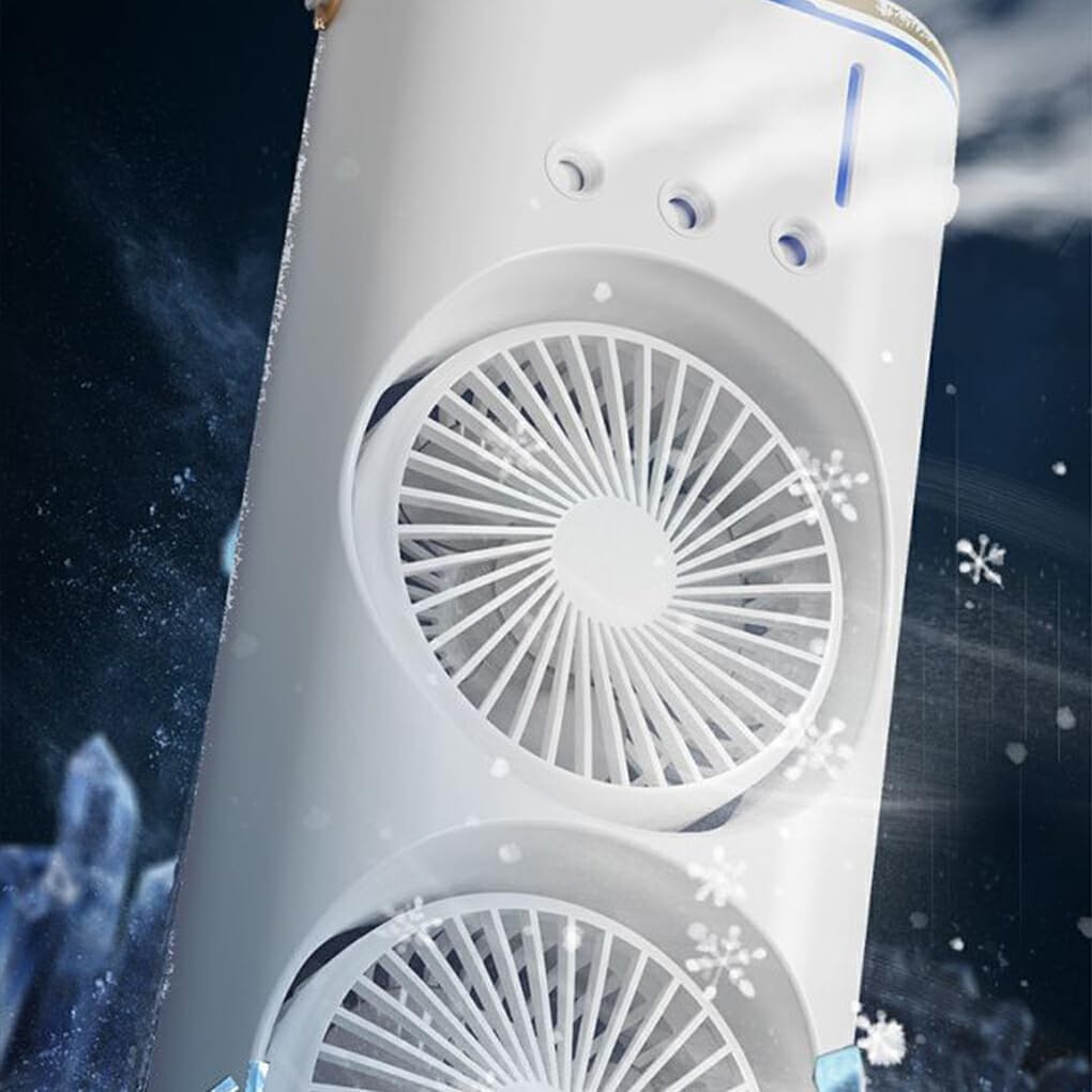 Ventilateur Électrique Double Tête avec Brumisation – Refroidissement Puissant et Silencieux