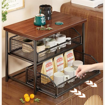 Organisateur Café Multifonction avec Tiroir – Design Moderne, Gain de Place et Rangement Optimal
