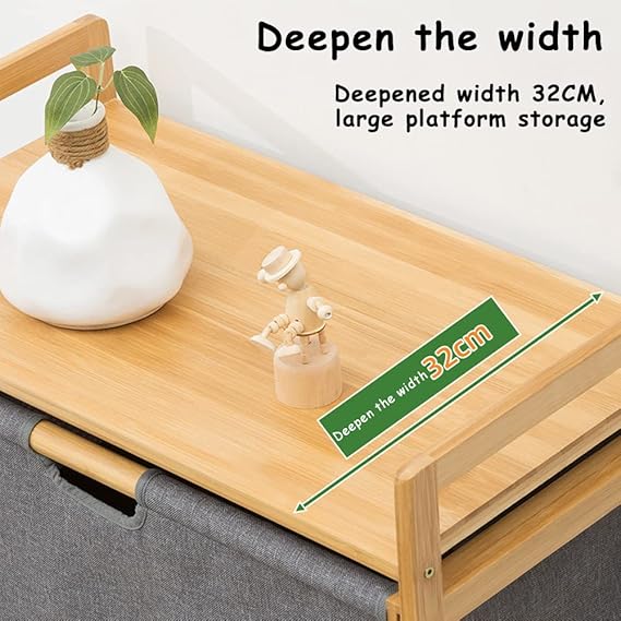 Étagère en Bambou Randy Travis avec Sacs de Rangement – Organisation Élégante pour la Maison