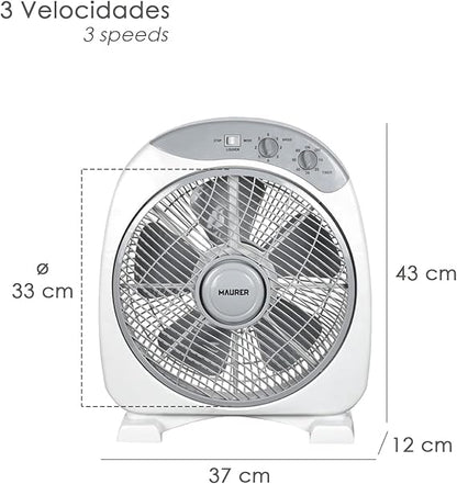 Ventilateur Portable 12 Pouces – Silencieux, Éco Énergie, 3 Niveaux de Vitesse, Refroidissement Efficace