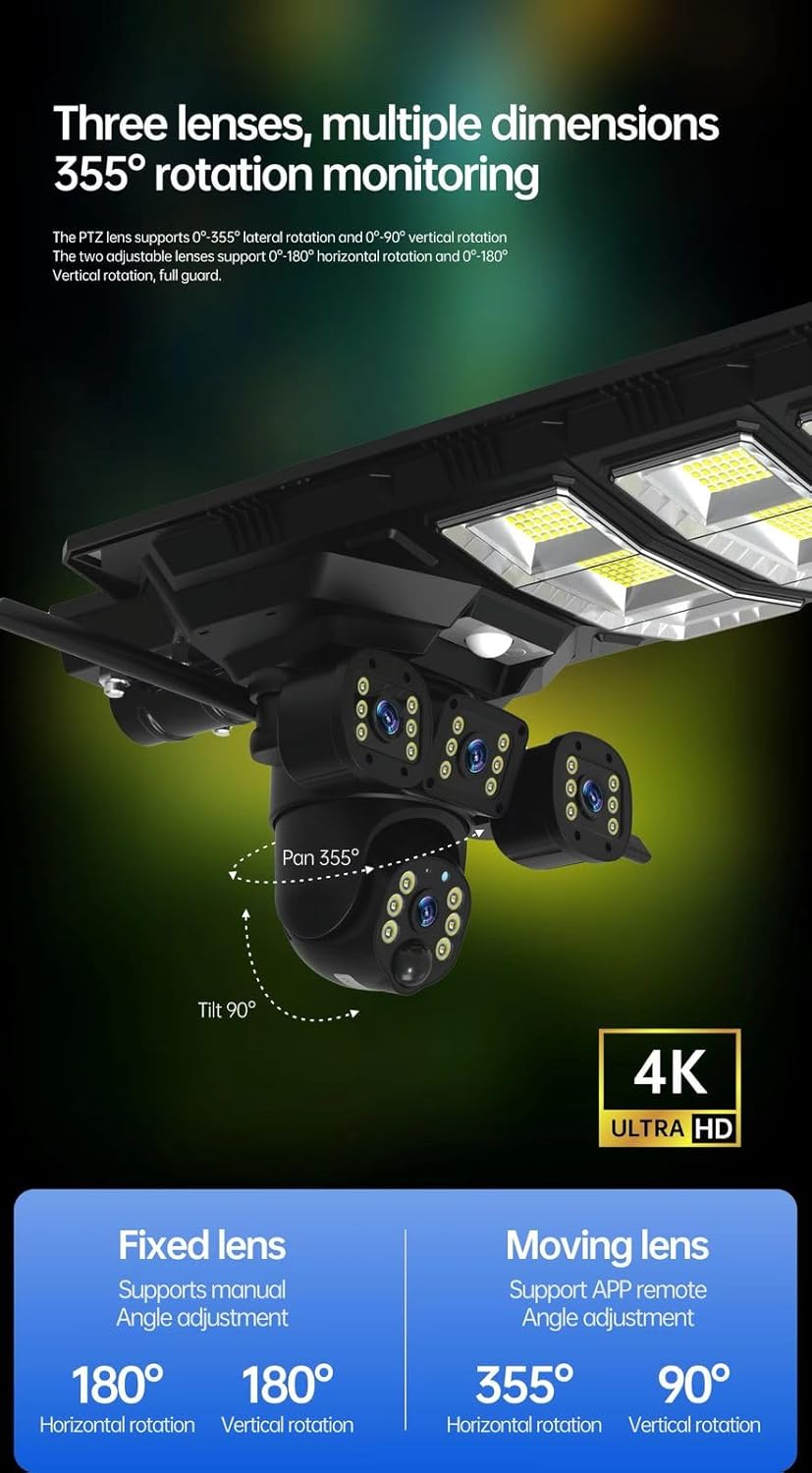 Caméra de Surveillance Solaire 4G 360° avec Éclairage LED Puissant – Sécurité Intelligente Jour &amp; Nuit