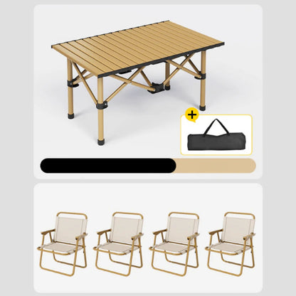 Table Pliante de Camping avec 4 Chaises – Set Pique-Nique Portable pour Jardin, Terrasse, Plage