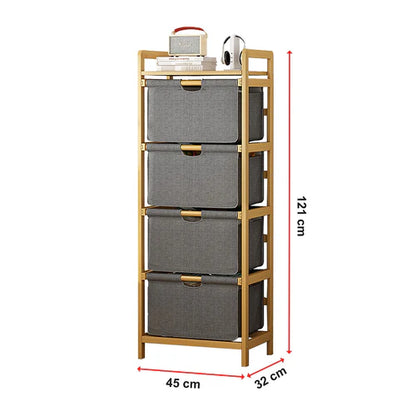 Étagère en Bambou Randy Travis avec Sacs de Rangement – Organisation Élégante pour la Maison