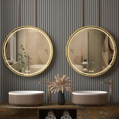 miroir rond doré intelligent
