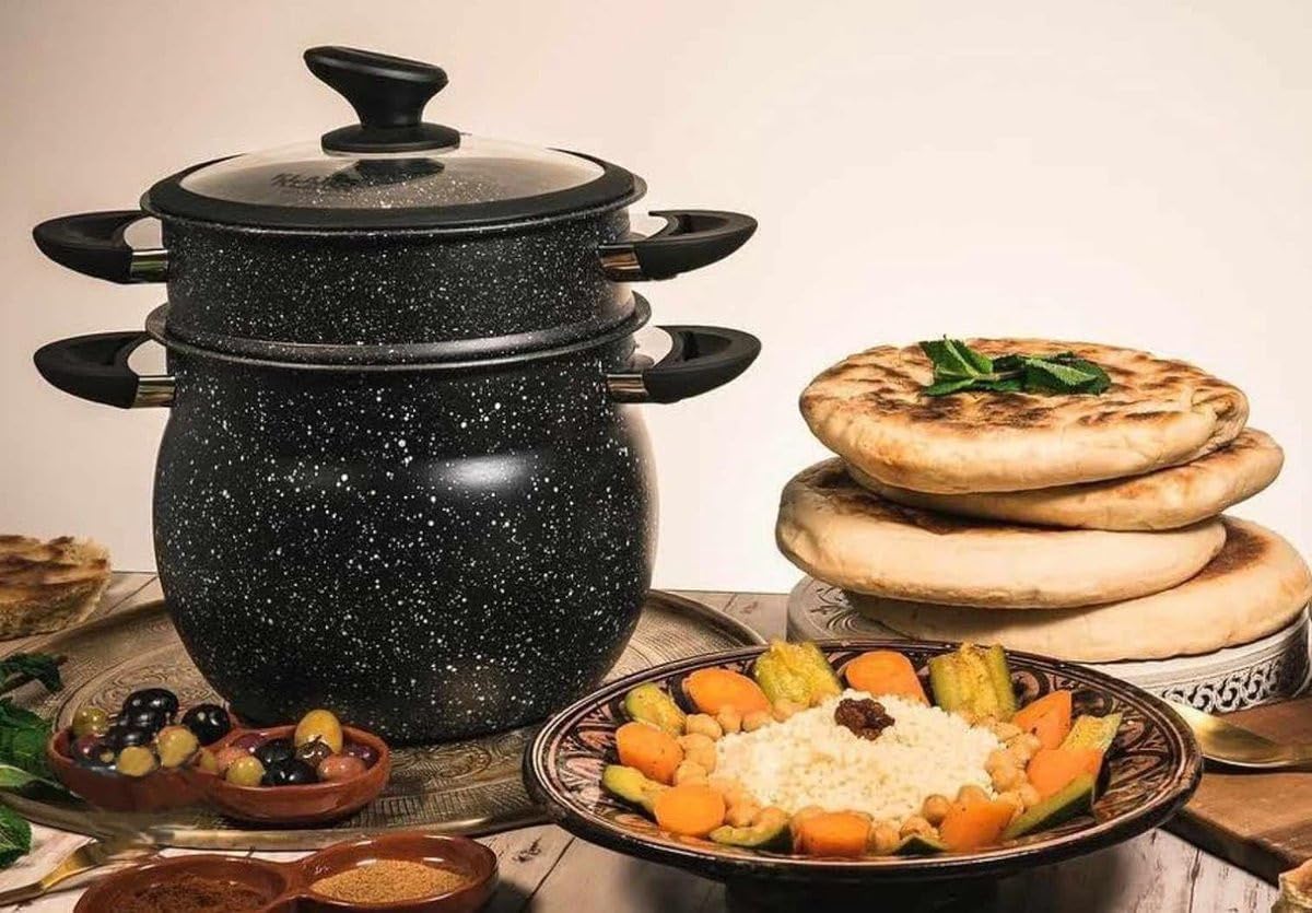 Couscoussier Granit Premium – Couscous Parfait Sans Coller (4L–10L)