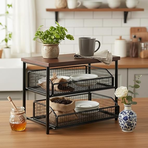 Organisateur Café Multifonction avec Tiroir – Design Moderne, Gain de Place et Rangement Optimal