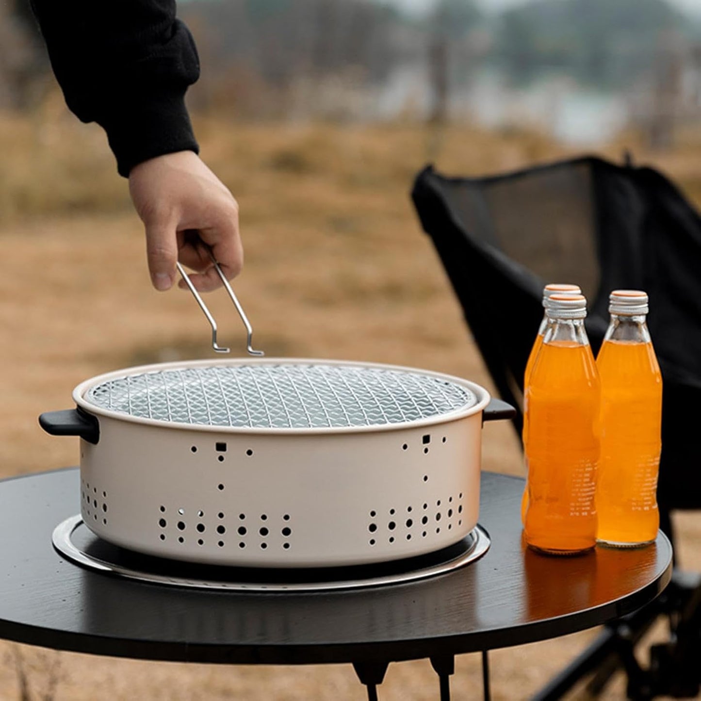 Barbecue Charbon Portable avec Support – Grill Compact pour Camping, Jardin et Pique-Nique