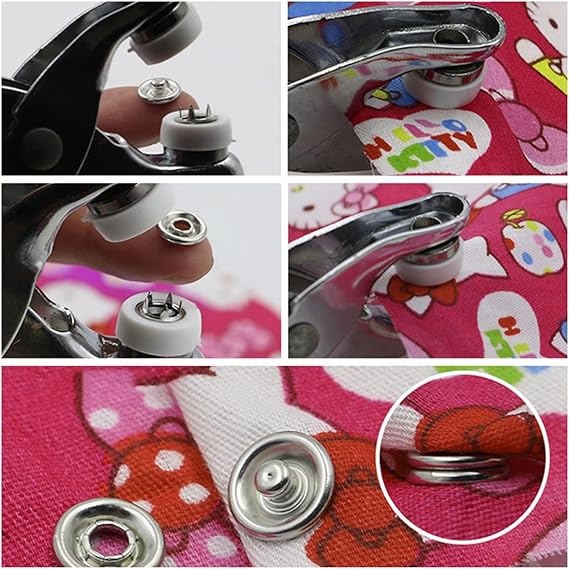 Kit de 100 fixations à pression en métal cuivré avec pince incluse