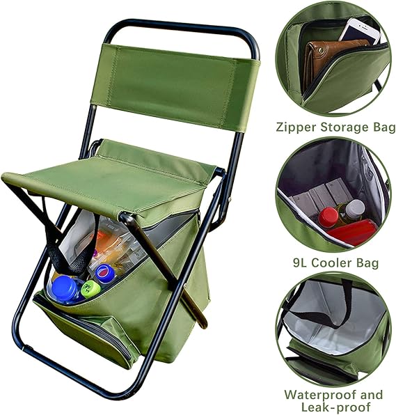 Chaise de Camping Pliable avec Sac Isotherme Intégré – Portable, Légère et Ultra Résistante