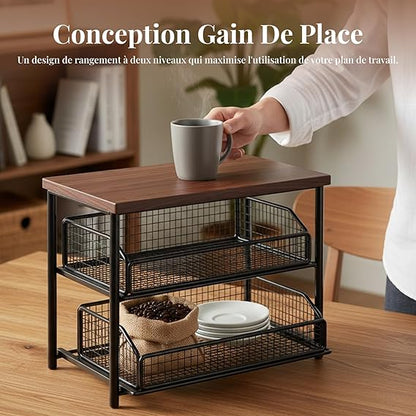 Organisateur Café Multifonction avec Tiroir – Design Moderne, Gain de Place et Rangement Optimal