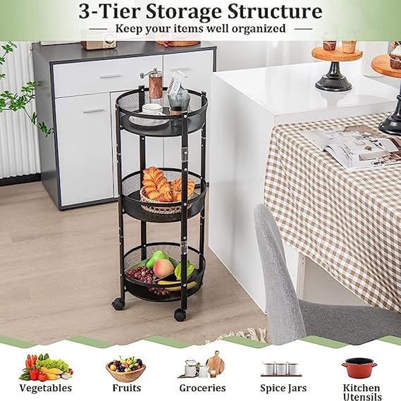 Chariot de Rangement Pliable 3 Niveaux – Gain de Place et Organisation Intelligente