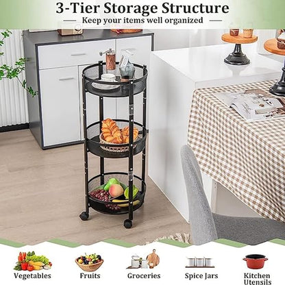 Chariot de Rangement Pliable 3 Niveaux – Gain de Place et Organisation Intelligente