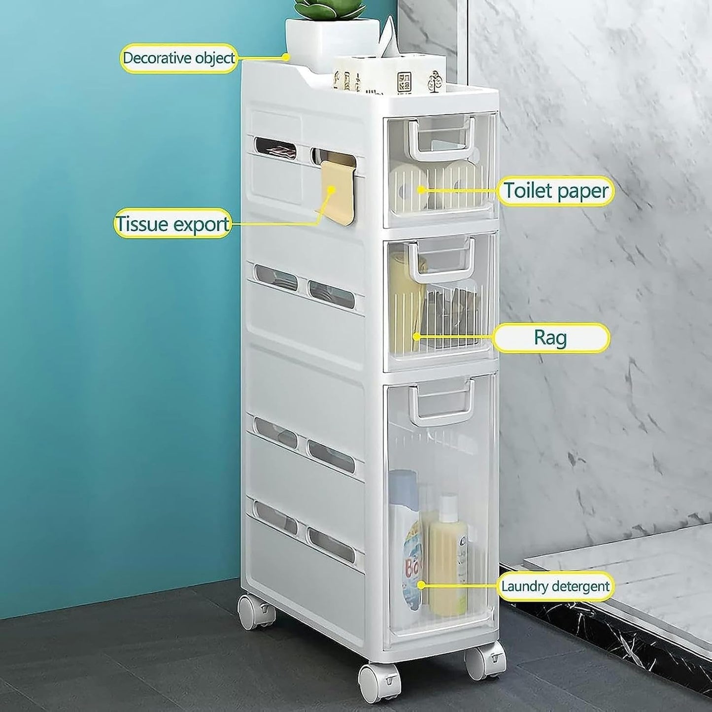 Tour de Rangement Slim 4 Tiroirs – Gain de Place &amp; Organisation Intelligente
