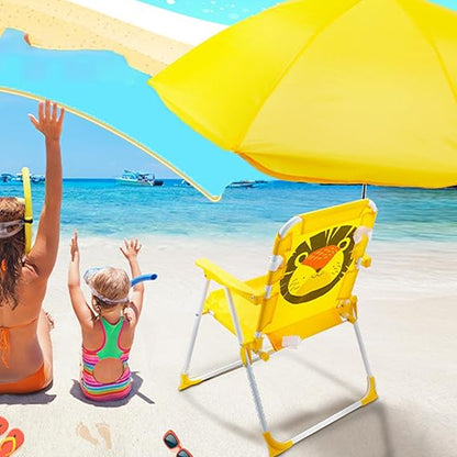 🟡 Chaise Pliante Enfant avec Parasol – Fauteuil Portable Confortable pour Jardin, Plage et Voyage