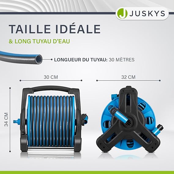 Dévidoir Tuyau d’Arrosage 20M Portable avec Pistolet 10 Modes – Enrouleur Facile & Ultra Résistant