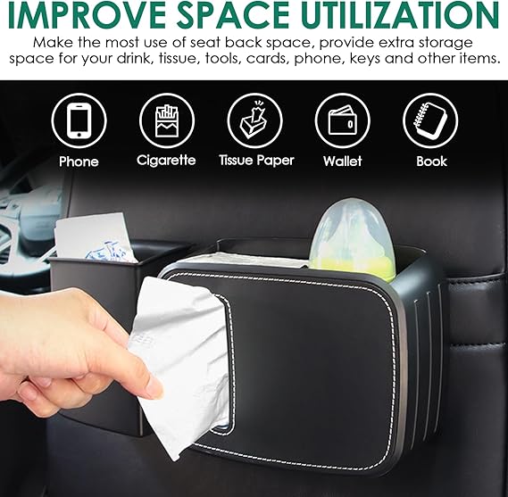 Organiseur de voiture 3-en-1 – Poubelle, rangement et porte-parapluie élégant !