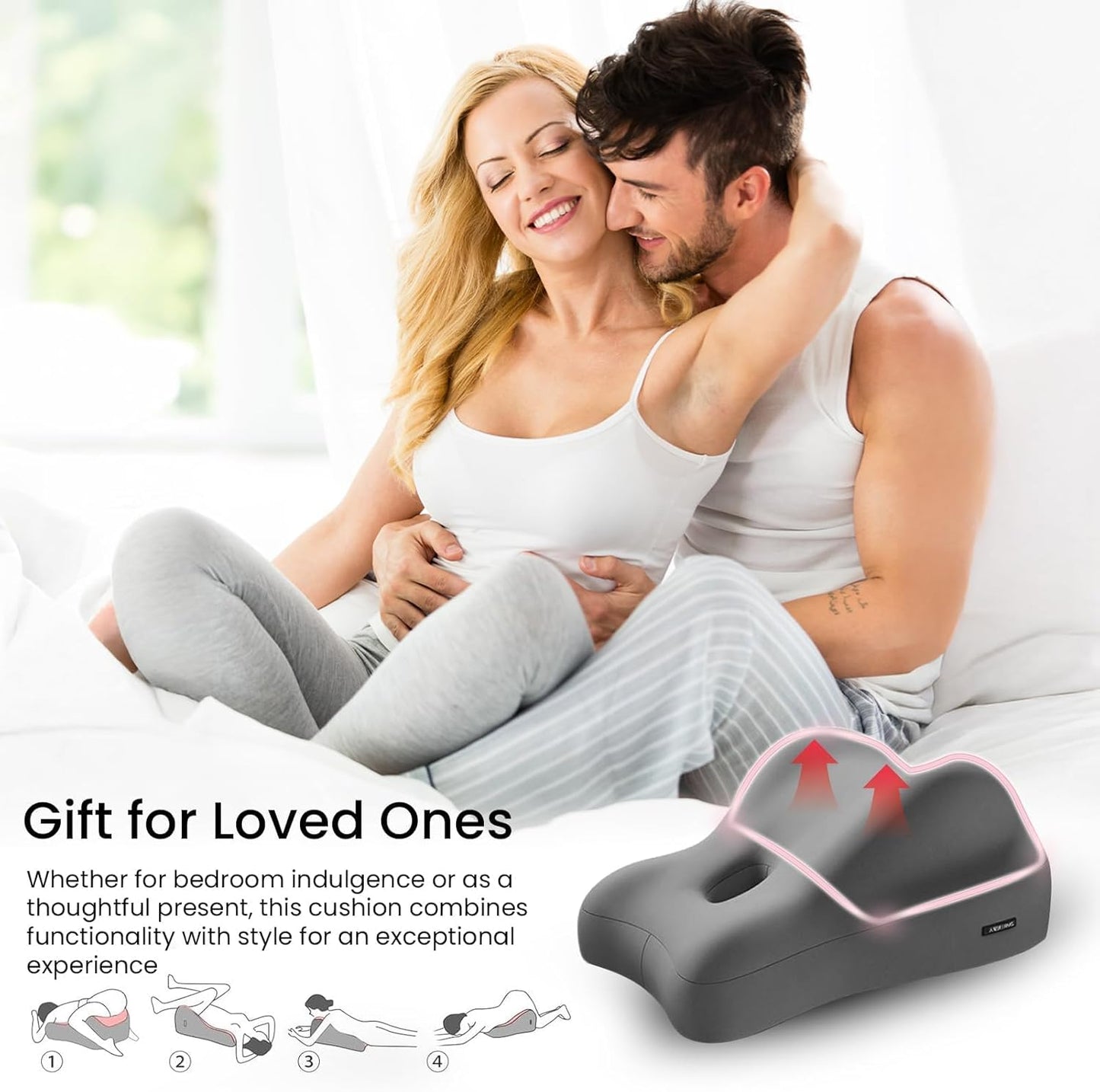 Oreiller Ergonomique pour Couples – Coussin Câlin à Mémoire de Forme, Soulagement Lombaire et Confort Total (Anthracite)