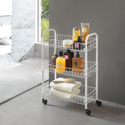 Chariot Rangement Metaltex Pisa x YaraBox - 4 Niveaux Roulettes - 41x23x84cm Blanc