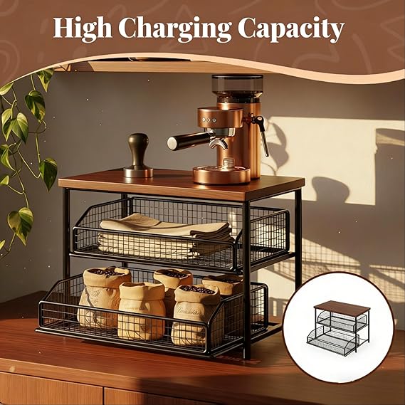 Organisateur Café Multifonction avec Tiroir – Design Moderne, Gain de Place et Rangement Optimal